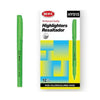 Pack of 12 Vivid Same Colour Highlighters Green on display with packaging and one highlighter.