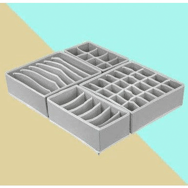 Perfect Dealz 4-Piece Multi-Compartment Foldable Drawer Organizers