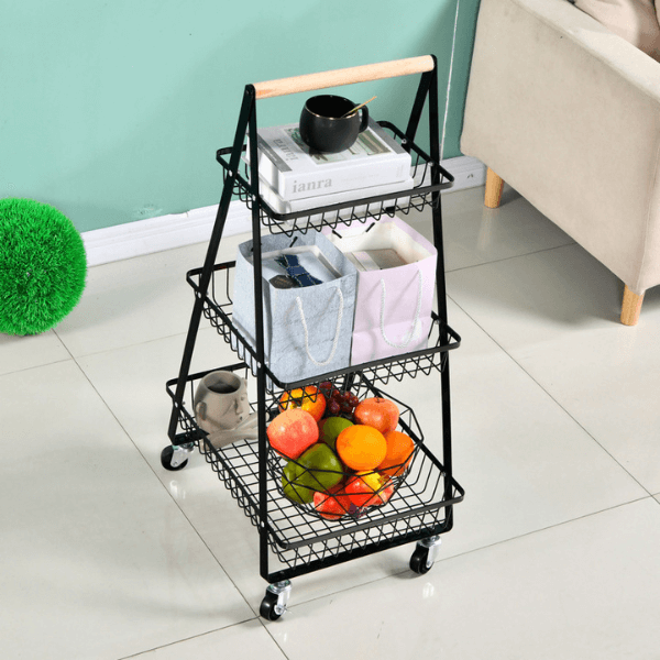 Perfect Dealz 3 Tier Fruit Vegetable Storage Rack with Wheels