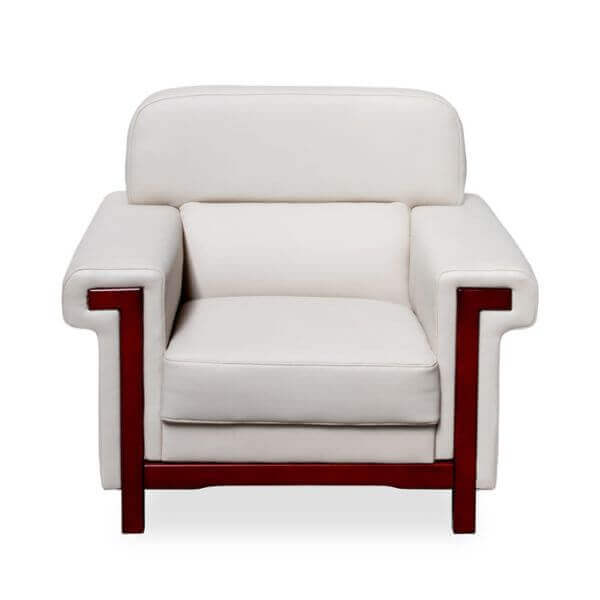 Modern Wooden Accent Arm Chair with white upholstery and wooden frame, perfect for stylish and comfortable living spaces.