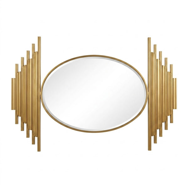 Luxury Oval Wall Mirror with a stylish gold frame and artistic design, perfect for enhancing modern interiors.