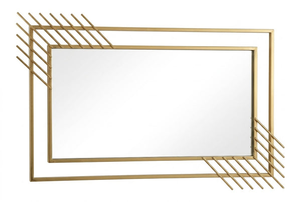 Modern Geometric Decorative Wall Mirror with gold multi-paneled design and artistic lines.