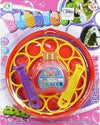 Soap Bubble Maker 170ml kit with bubbles, wands, and colorful bubble ring for outdoor play.