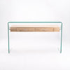 Tempered Glass Console Table with wood drawers, modern design for entryways and living rooms.