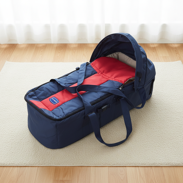 Kid Baby Travel Bassinet Cribs Cot Bed in navy and red, designed for comfort and portability for newborns.