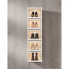 Transparent Foldable Shoe Rack 5 Tiers displaying five pairs of shoes organized in clear compartments.