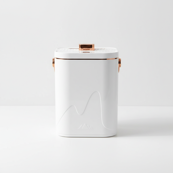 1.8L USB Nano Spray Humidifier with a sleek white design and rose gold accents, ideal for improving indoor air quality.