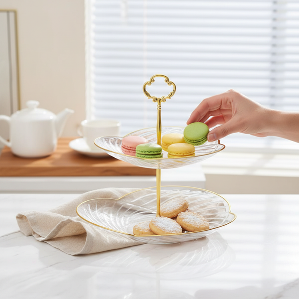 Dessert Rack Tabletop Stand with colorful macarons and cookies on a tiered display for elegant serving.