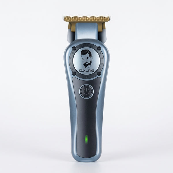 Rechargeable Hair Clipper Grooming Kit featuring a sleek gray design and stainless steel blades for easy grooming.