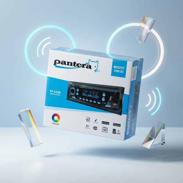 Dual USB Car MP3 Player packaging featuring Bluetooth and DAB Radio technology.