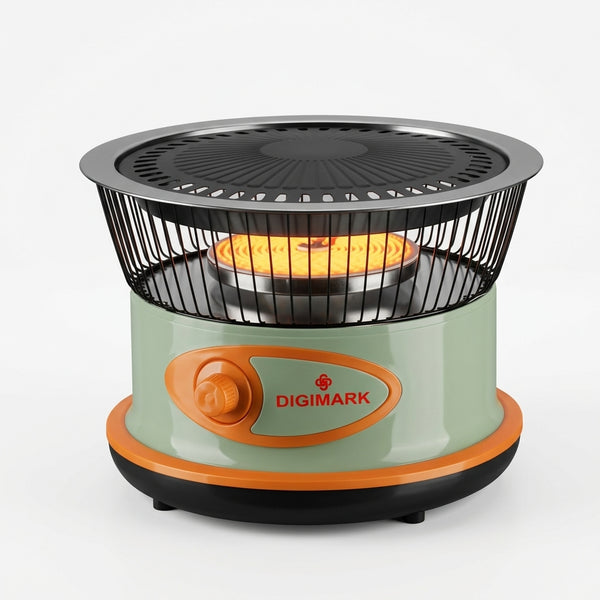Multi-function BBQ Safety Switch Heater in green and orange for efficient indoor heating.