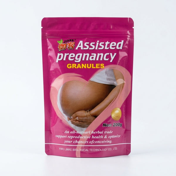 Package of Assisted Pregnancy Granules, a herbal supplement for reproductive health and conception support.