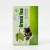 Pure Antioxidant Green Tea packaging with organic green tea imagery and net weight details.