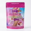 Fat Burner Powder packaging, promoting weight loss and healthy bowel movements with 200g of dietary supplement.