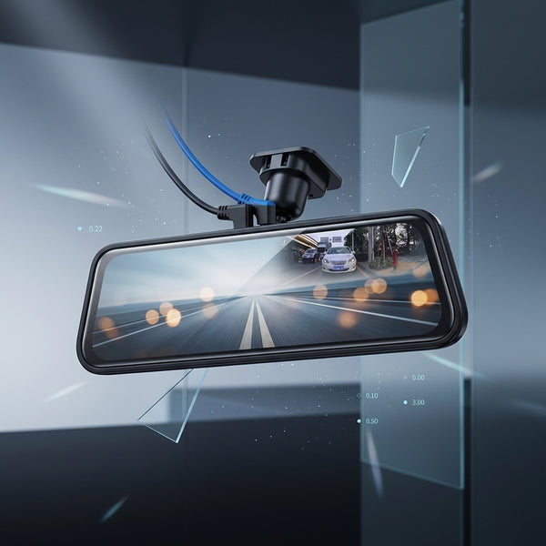 1080P Dual Lens Super Night Vision Dashcam with front and rear footage display for enhanced driving safety.