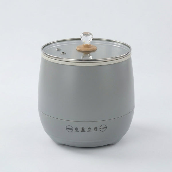 Remote Control Aromatherapy Fan in a stylish design with wood and glass accents for a soothing atmosphere.