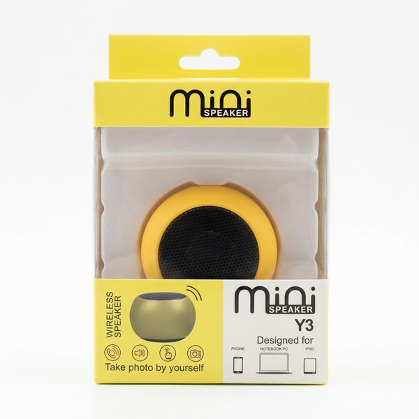 M3 Macaron Mini Wireless Speaker in a yellow packaging showcasing compact design and audio capabilities.