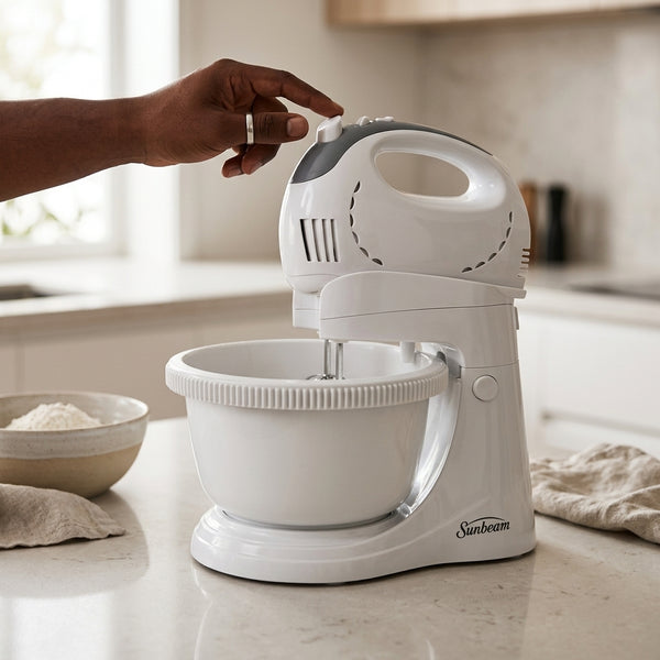 Electric Stand Mixer with Bowl in action, perfect for baking and mixing ingredients seamlessly.