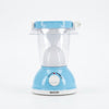 Portable Rechargeable Camping Lantern in blue design with adjustable brightness for outdoor use.