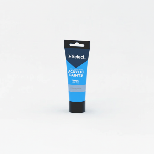 Acrylic Paint 75ml Cerulean Blue tube featuring a vibrant blue design and branding for creative artwork.