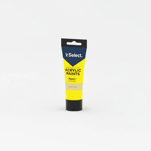 75ml Acrylic Paint - Yellow Mid tube packaging front view for vibrant art projects.