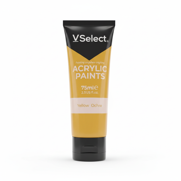Acrylic Paint 75ml - Yellow Ochre tube showcasing warm earthy yellow for creative projects.