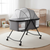 Foldable Aluminum Alloy Baby Crib with Removable Mattress in a modern nursery setting with a sleeping baby.