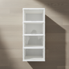 Clear Foldable Shoe Storage Rack 4 Tier with four transparent compartments on a wooden floor.