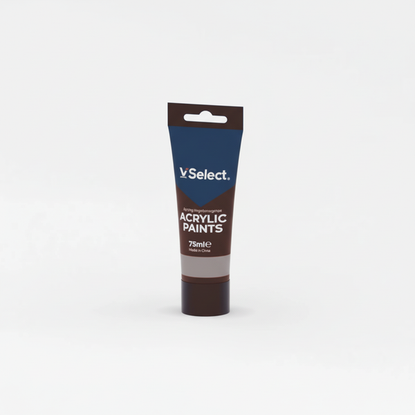 Acrylic Paint 75ml Burnt Umber tube featuring smooth, rich brown color for artwork and blending.