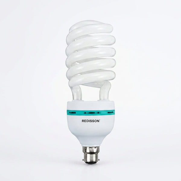 Photo Full Spectrum Light Bulb 150W in a twisted spiral design with a white finish and green accents.