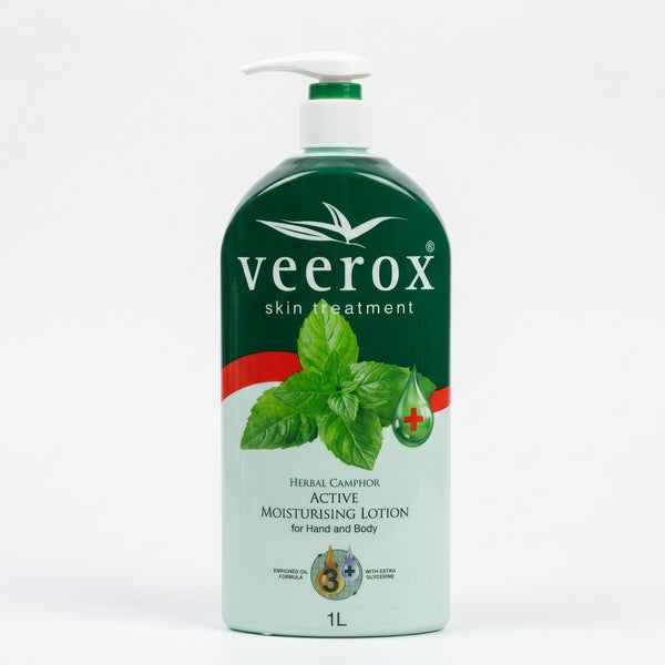 Herbal Camphor Active Moisturising Body Lotion in a 1L pump bottle for soothing dry skin.
