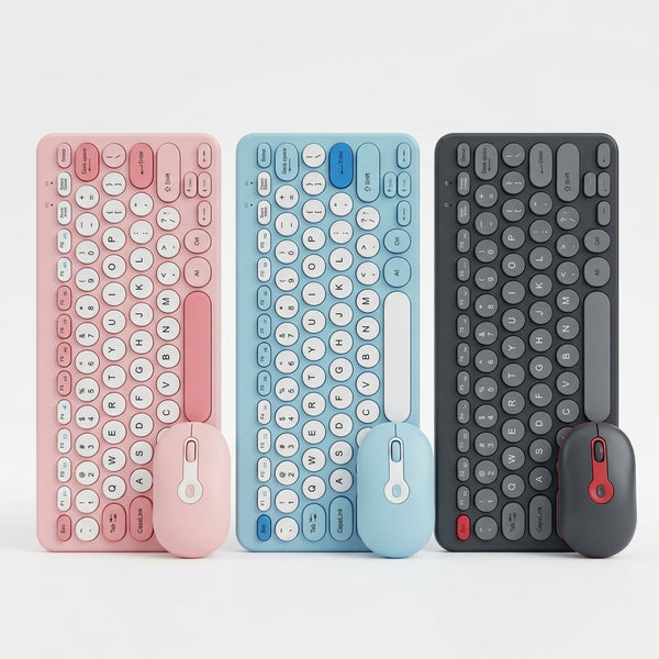 Wireless Circular Keycap Keyboard and Mouse Set