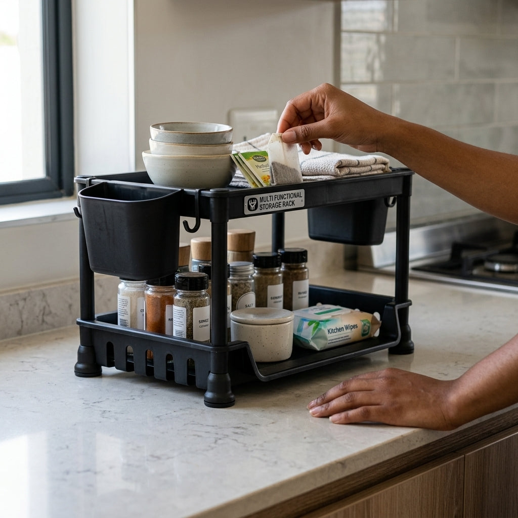 Double Layer Plastic Storage Rack – Perfect Dealz