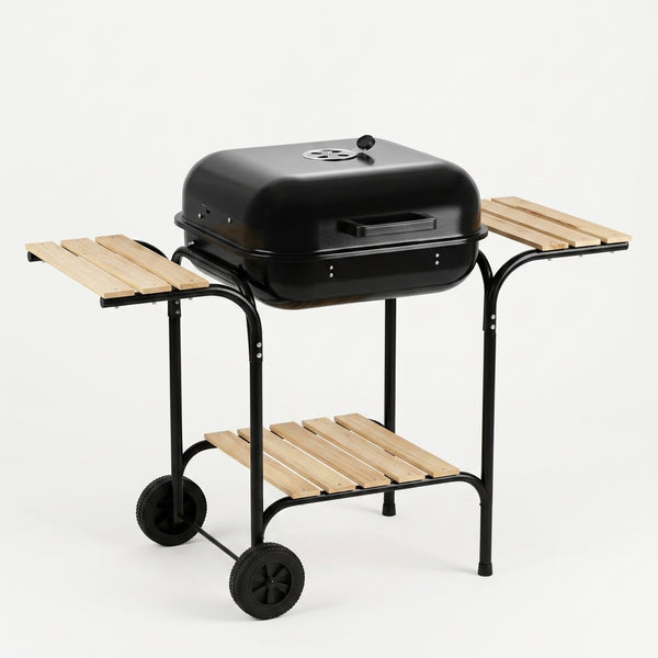 Portable Charcoal Grill with Side Shelves