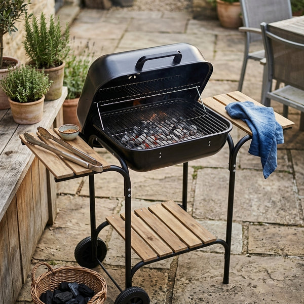 Portable Charcoal Grill with Side Shelves