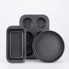 3 Piece Non Stick Bakeware Set including loaf pan, muffin tray, and round pizza pan.