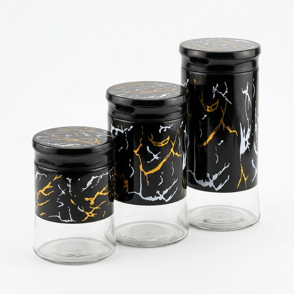 Marble Pattern Glass Spice Jar