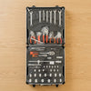 Hand Tool Combination Set in a portable trolley case showcasing various tools for home and auto repairs.