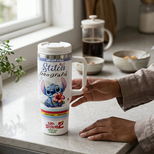 Insulated Stainless Steel Tumbler with Handle and Straw