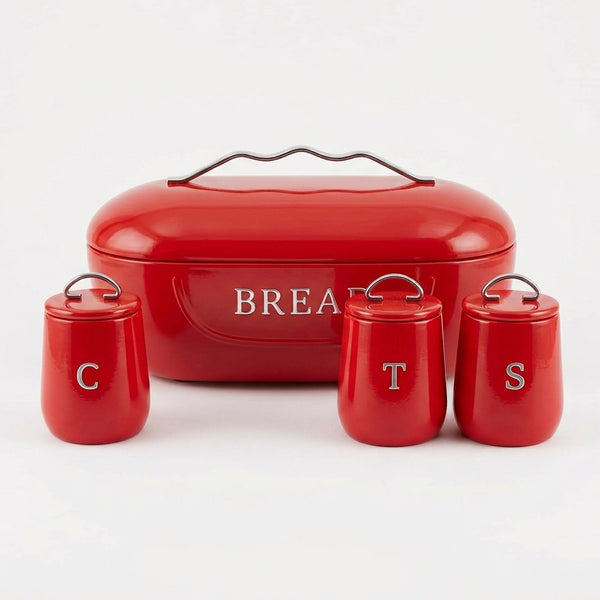 4-Piece Vintage Style Bread Bin and Canister Set