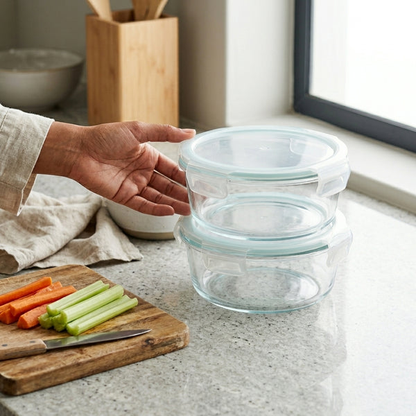Transparent Glass Fresh-Keeping Bowl with Breathable Lid
