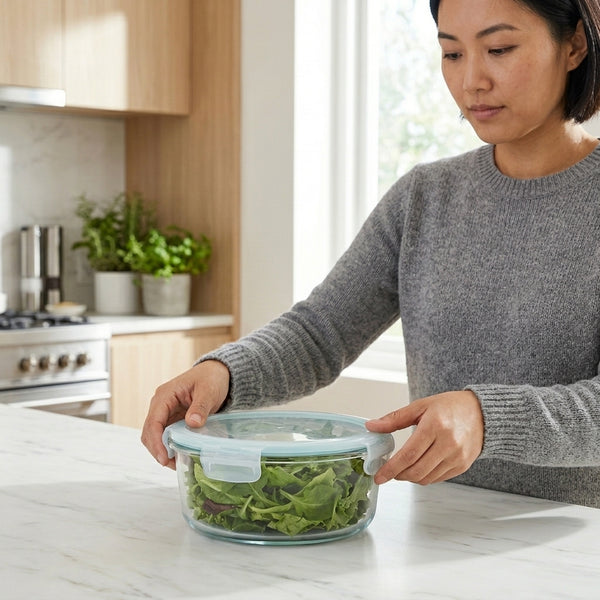 Transparent Glass Fresh-Keeping Bowl with Breathable Lid