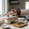 8-Piece White and Rose Gold Spice Jar Set