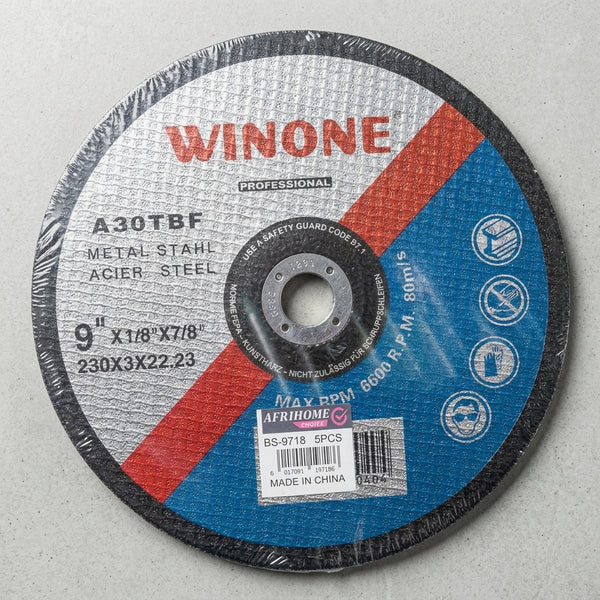 230mm Professional Metal Cutting Disc 5-Pack
