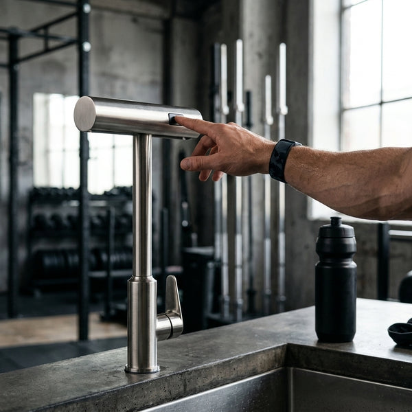 Flexible Pull Down Deck Mounted Kitchen Faucet being used in a modern kitchen setting.