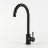 Classic Single Hole Kitchen Faucet with 360 Swivel in sleek black finish, designed for versatile kitchen use.