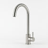 Classic Single Hole Kitchen Faucet with 360 Swivel in stainless steel finish against a white background.