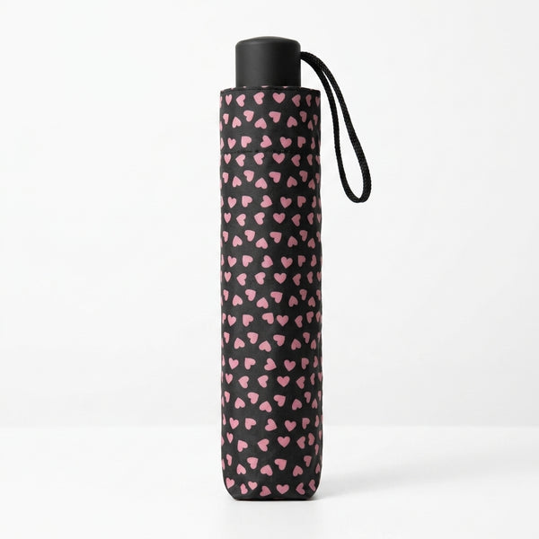 21-Inch Automatic Foldable Windproof Umbrella in a heart-patterned case, ideal for keeping dry in unpredictable weather.