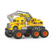 Remote Control Construction Engineering Excavator Truck in yellow and black design with realistic features for children.