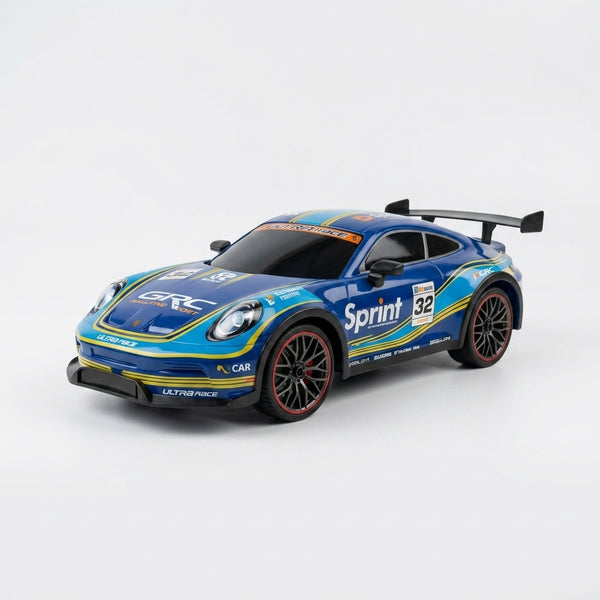 Scale RC Drift Car 4WD High Speed in blue and green design, ready for racing on roads.